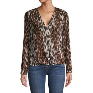 L’Agence Silk Leopard Wrap Top